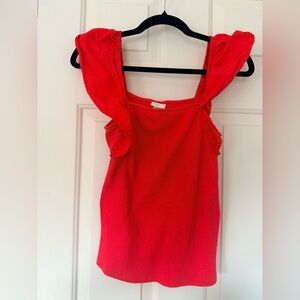 a new day Vibrant Red Ruffle Blouse